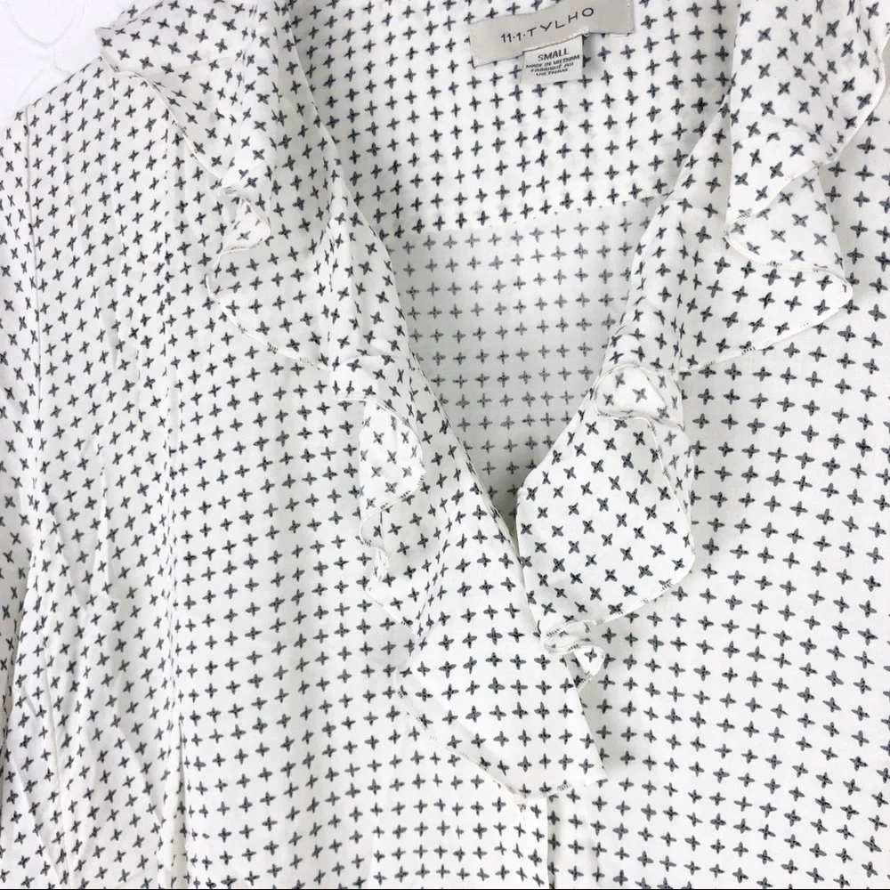 Anthro 11.1.Tylho Printed Ruffled Tunic Blouse - Picture 4 of 7